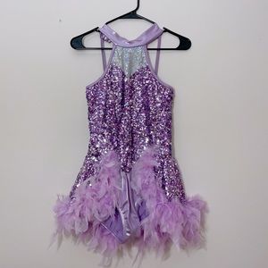 Dance costume, gloves, and hair piece